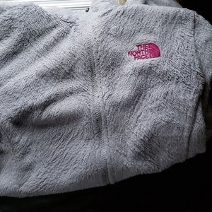 Pink and grey north face.